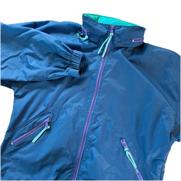 Vintage Eastern Mountain Sports Nylon Blue Rain Jacket Windbreaker Size Large - Picture 1 of 16